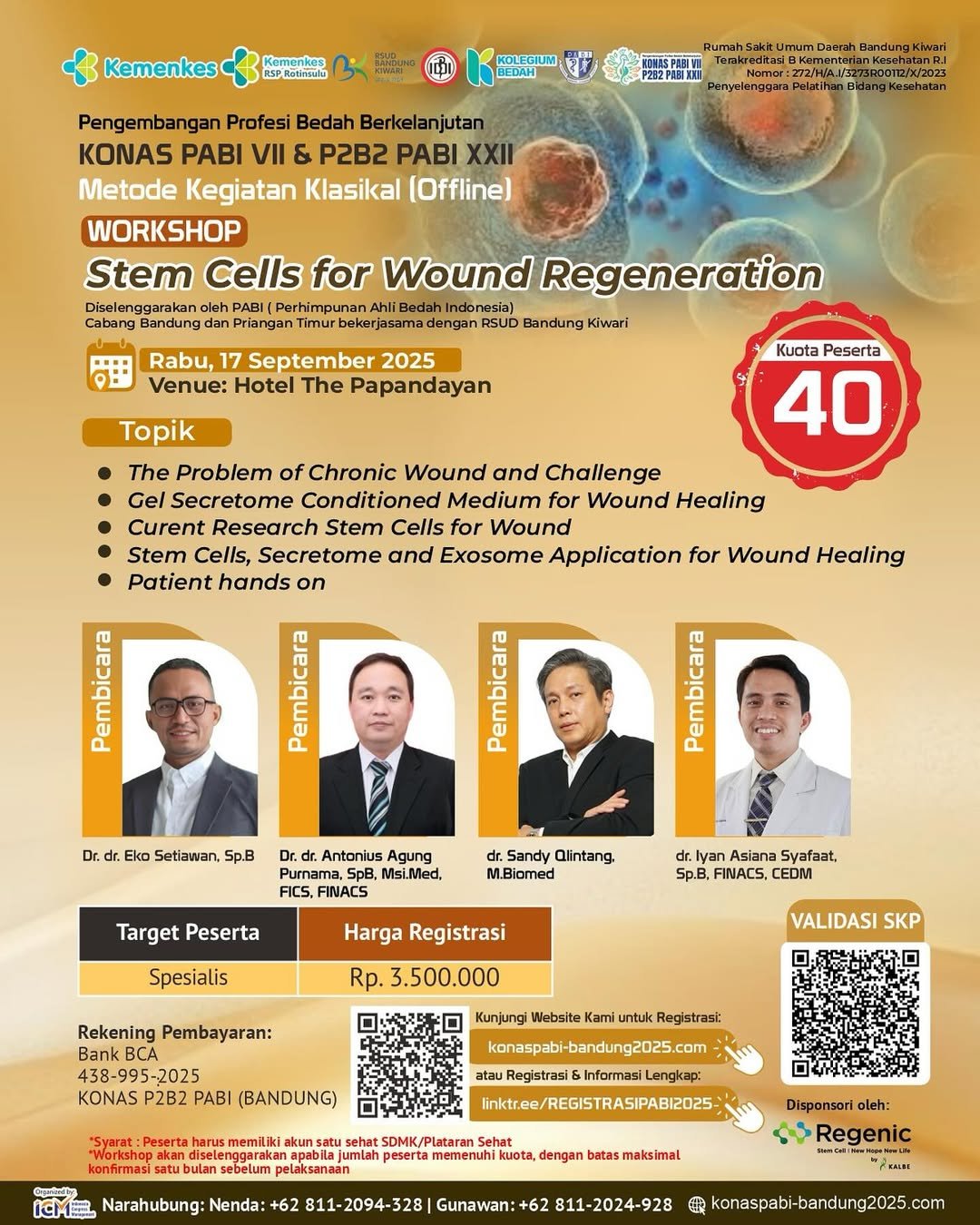 Brosur Workshop "Stem Cells for Wound Regeneration"